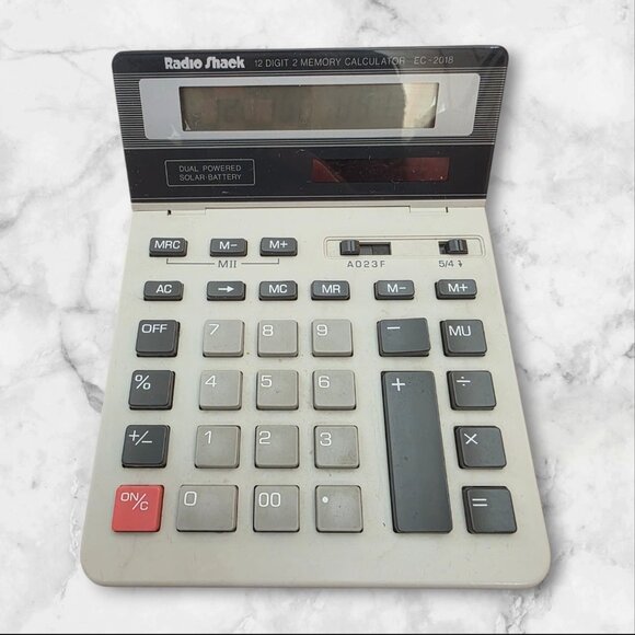 Radio Shack 12 Digit Calculator EC-2018 Solar & Battery Tilt Display Works VTG - Picture 1 of 7